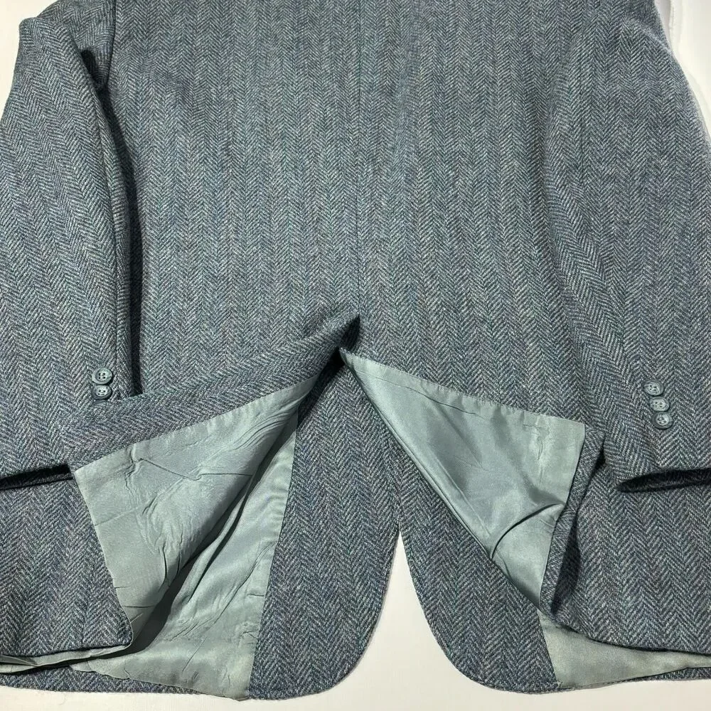 Vintage Kuppenheimer USA 100% Wool Tweed Blazer Gray Blue Stripe ~ Men’s 46R